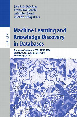 This book constitutes the refereed proceedings of the joint conference on Machine Learning and Knowledge Discovery in Databases: ECML PKDD 2010, held in Barcelona, Spain, in September 2010. The 120 revised full papers presented in three volumes, together with 12 demos (out of 24 submitted demos), were carefully reviewed and selected from 658 paper submissions. In addition, 7 ML and 7 DM papers were distinguished by the program chairs on the basis of their exceptional scientific quality and high impact on the field. The conference intends to provide an international forum for the discussion of the latest high quality research results in all areas related to machine learning and knowledge discovery in databases. A topic widely explored from both ML and DM perspectives was graphs, with motivations ranging from molecular chemistry to social networks.