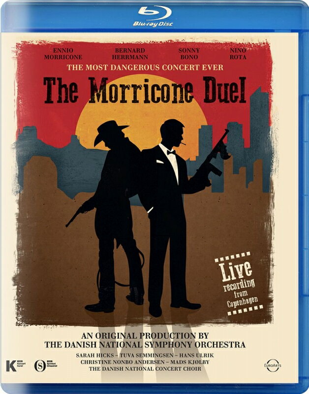 祝90歳！ モリコーネと「マカロニ・ウェスタン」、2018年ライヴ映像

「ニュー・シネマ・パラダイス」や「海の上のピアニスト」などで知られる映画音楽の巨匠エンニオ・モリコーネは、2018年11月10日に90歳を迎えます。これまで現役で精力的に活動していましたが、残念ながら年内でのリタイアを表明しています。
　この映像は、2018年1月に行われたコンサートの模様を収録した映像商品。このコンサートは『モリコーネ・デュエル〜最も危険なコンサート』と題し、いわゆる「マカロニ・ウェスタン」の映画音楽を中心に、マフィア映画の金字塔フランシス・フォード・コッポラ監督ニーノ・ロータ作曲の「ゴッドファーザー」、そしてモリコーネの最新作、クエンティン・タランティーノ監督の「ヘイトフル・エイト」などを収録しています。演奏は、デンマーク国立交響楽団、指揮は日本生まれハワイ育ちの、現在ミネソタ管の副指揮者を務めるサラ・ハツコ・ヒックスです。（輸入元情報）

【収録情報】
1. 復讐のガンマン（The Big Gundown）
2. イングロリアス・バスターズ（Inglourious Basterds）
3. 荒野の用心棒（A Fistful of Dollars）
4. ヘイトフル・エイト（The Hateful Eight）
5. ウェスタン（Once Upon a Time in the West）
6. アンタッチャブル（The Untouchables）
7. 続・夕陽のガンマン（The Good, the Bad and the Ugly）
8. ワンス・アポン・ア・タイム・イン・アメリカ（Once Upon a Time in America）
9. シシリアン（The Sicilian Clan）
10. 夕陽のガンマン（For a Few Dollars More）
11. タクシードライバー（Taxi Driver） by バーナード・ハーマン
12. キル・ビル（Kill Bill） by ソニー・ボノ
13. ゴッドファーザー（The Godfather） by ニーノ・ロータ

　デンマーク国立交響楽団
　サラ・ハツコ・ヒックス（指揮）

　収録：2018年1月（ライヴ）

　録音時期：75分
　画面：カラー、16:9、Full HD
　音声：PCMステレオ、DTS-HD MA 5.1
　Region All

　ブルーレイディスク対応機器で再生できます。
レーベル : Euroarts
色彩 : カラー
画面サイズ : ワイドスクリーン
リージョンコード : ALL
組み枚数 : 1

Powered by HMV