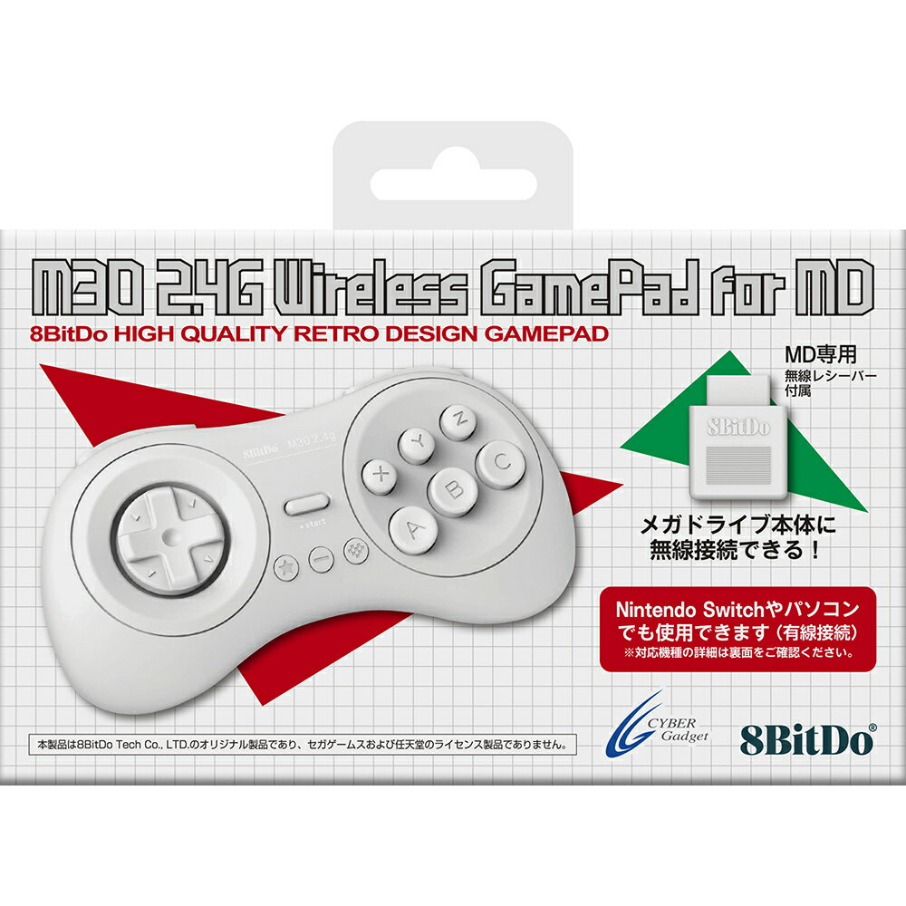 8BitDo M30 2.4G Wireless GamePad for MD ホワイト 【メガドライブ/SWITCH(有線）用コントローラー】