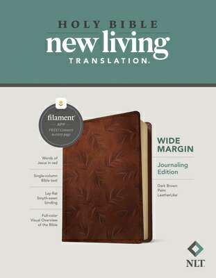 NLT Wide Margin Bible, Filament Enabled (Leatherlike, Dark Brown Palm, Red Letter) NLT WD MRGN BIBLE FILAMENT ENA 