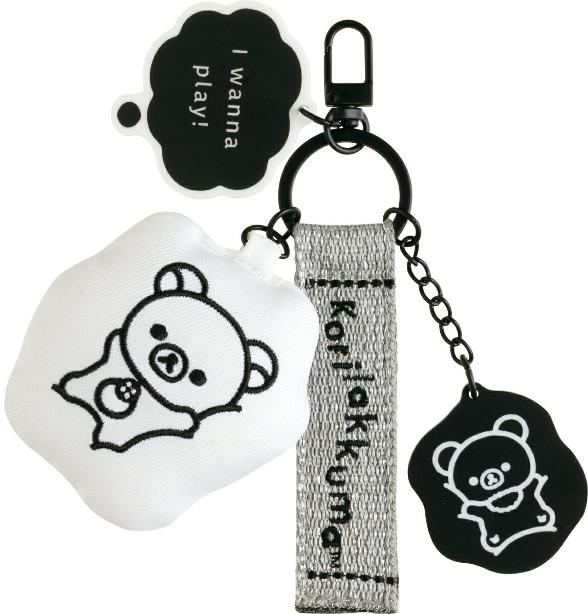 BASIC RILAKKUMA MONOCHROME 刺繡キーホルダー