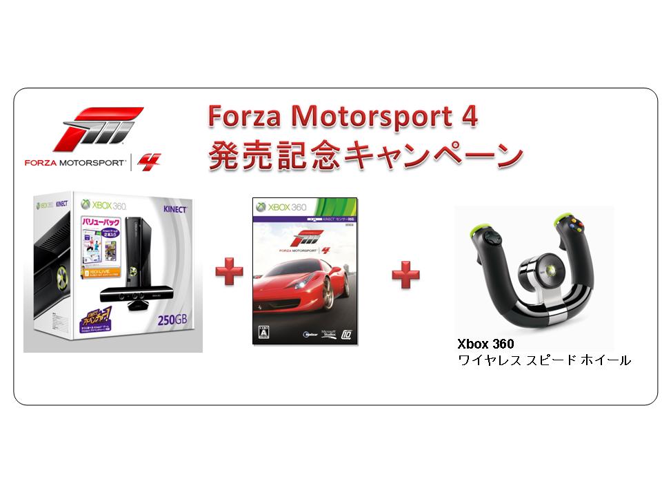 Xbox 360 250GB + Kinect �Х�塼�ѥå� ��Forza Motorsport 4(�̾���) + �磻��쥹 ���ԡ��� �ۥ����롡���å�