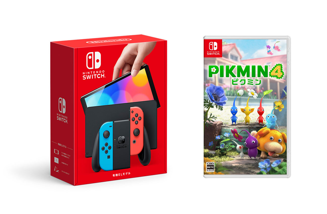 【セット商品】Nintendo Switch(有機ELモデル) Joy-Con(L) ネオンブルー/(R) ネオンレッド+Pikmin 4