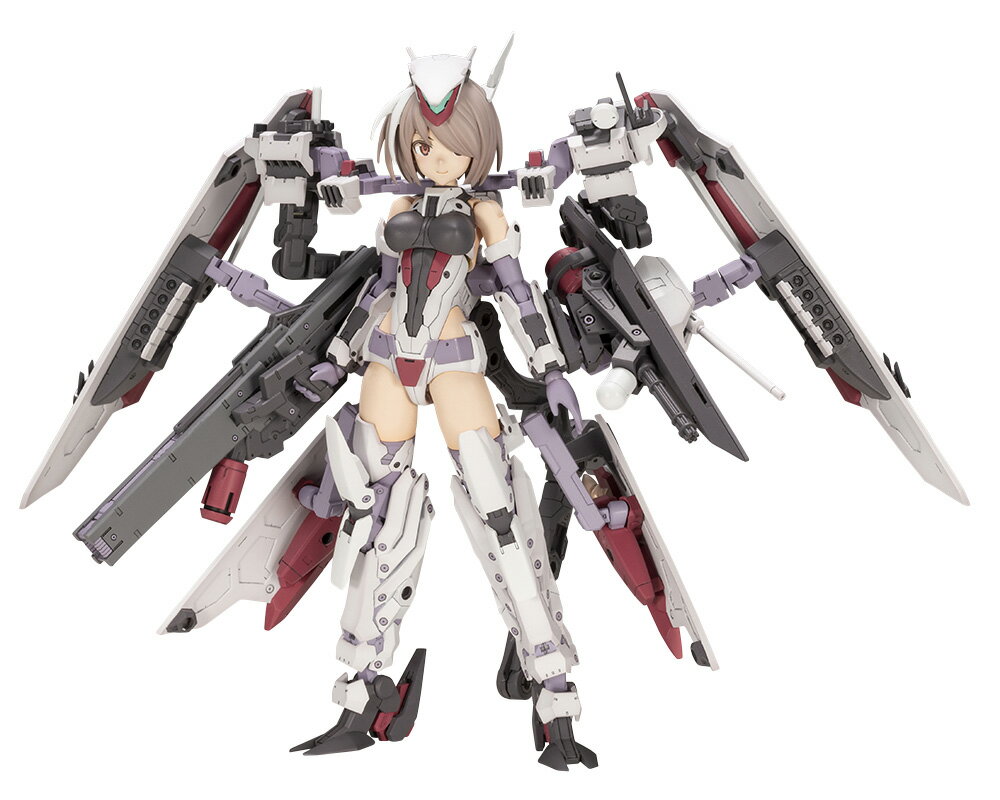 コトブキヤ オリジナルコンテンツ、フレームアームズ・ガールの「金剛」が遂に登場！
柳瀬敬之氏デザインによるフレームアームズ金剛を、島田フミカネ氏が美少女化したイラストをもとに立体化しました！

【商品仕様】
・完全新規のフレームアームズ・ガールになります。
・大型の武装は巡航形態への変形や組み換えで様々な形態が再現可能。
・素体状態が再現可能な手足が標準で付属。
・頭部は武装状態と非武装状態に組み換え可能。
・塗装済みの3種類の新規造形の顔パーツが付属。（正面向き顔、左向き笑顔、食いしばり顔）
・腰の装甲が可動し、太ももの可動範囲が拡大。
・バズーカとシールドは左右用のグリップが付属し持ち換えが可能。
・背部装甲のミサイルは、ハッチを展開して発射状態にすることが可能。
・背部装甲にマウントされたダガーは武器として使用可能。
・瞳などのデカールが付属。
・PVC製の手首が左右それぞれ5種付属。
・PVC製の手首の為、既存MSGシリーズ、フレームアームズシリーズの武装を持つ事が可能。
・腕、足に配置された3mm径の穴により既存MSGシリーズ、フレームアームズシリーズの武装の併用が可能。

【フレームアームズ・ガール（FAガール）とは】
フレームアームズ・ガールとは、コトブキヤ オリジナルロボットコンテンツ「フレームアームズ」の各機体を“美少女化”したスピンオフシリーズになります。
色分けされた成型色、タンポ印刷済みのフェイスパーツにより、塗装せずに組んだだけでも完成します。
フレームアームズの特徴である各部に設けた3mm径の穴とPVC製の手首により、膨大なM.S.Gウェポンユニットシリーズや、フレームアームズシリーズの武器、外装を使用する事が可能。
今後発売予定のFAガール各機体との頭部、腕部、脚部等の互換性も確保されており、お客様独自のフレームアームズ・ガール（FAガール）がカスタマイズ可能です。

※本製品は再生産品です。
※画像は試作品です。実際の商品とは多少異なる場合がございます。【対象年齢】：15歳以上【商品サイズ (cm)】(高さ）：16.2