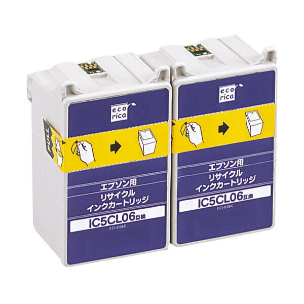 エプソン IC5CL06W対応 エコリカ リサイクルインクカートリッジ カラー2個パック