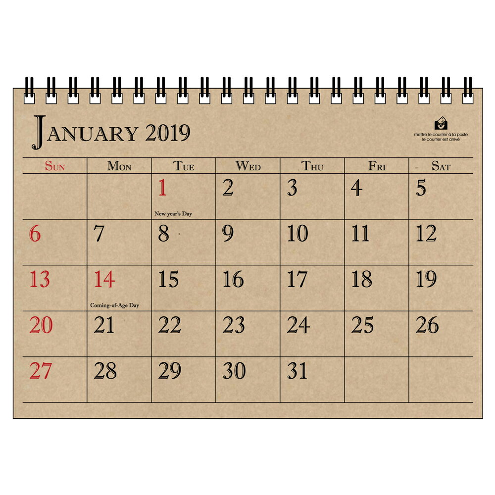 2019年 カレンダー 卓上 B6 アンティーク CLT-G-12 （2019年1月始まり）