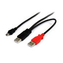 1.8m USB Y字給電ケーブル(USB A - mini B) 外付けハードディスクに対応