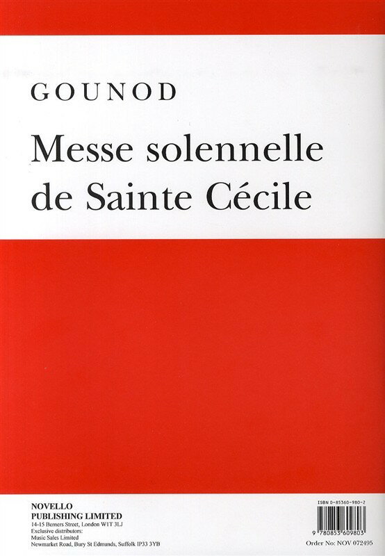 グノー, Charles Francois: 聖チェチリアの荘厳ミサ曲 (ラテン語) 