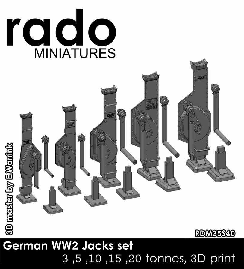 Rado Miniatures 1/35 WWII ドイツ ジャッキセット(3/5/10/15/20トン型) 【RDM35S40】 (プラモデル)