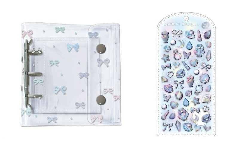 【セット商品】キラキラシールバインダー リボンA + ボンボンドロップシール パールベール きらめきボンボン