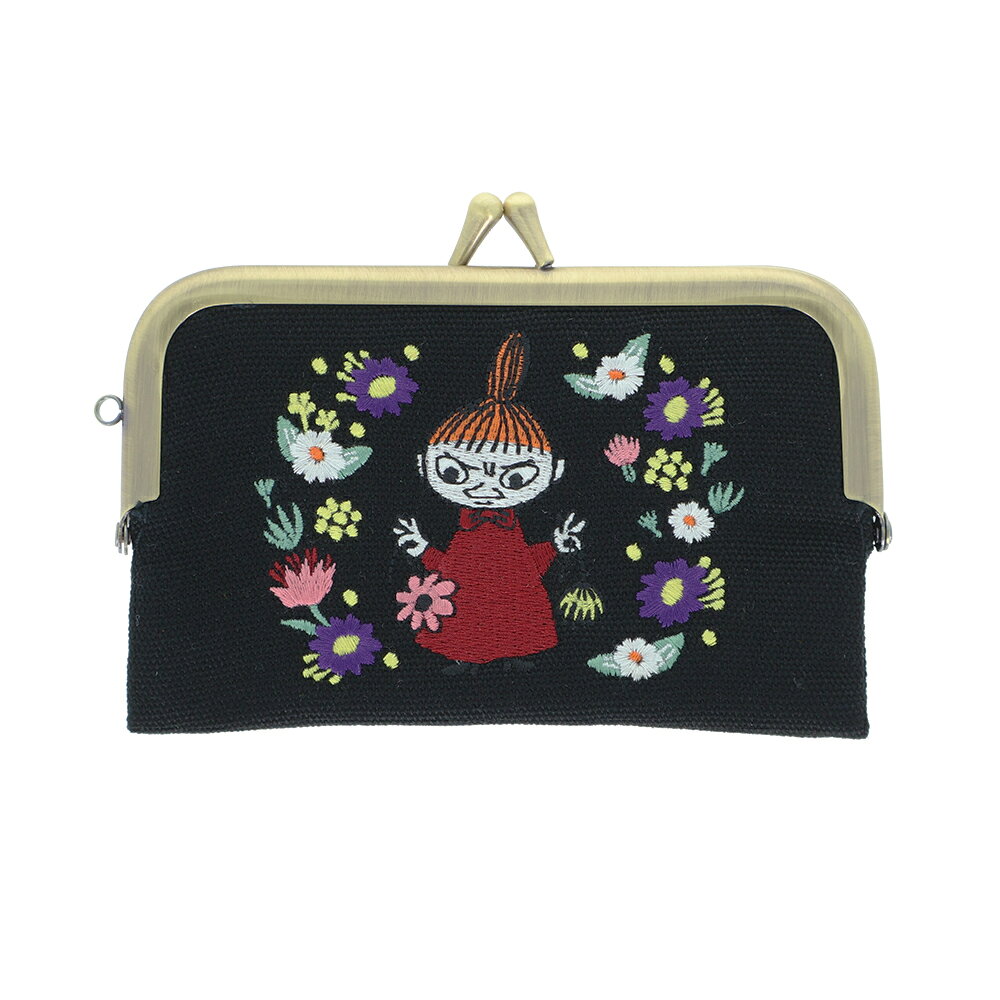 アンティークゴールドのがま口に表面はカラー帆布に刺繍の仕様。【商品サイズ (cm)】(幅×高さ×奥行）：13×9.5×1