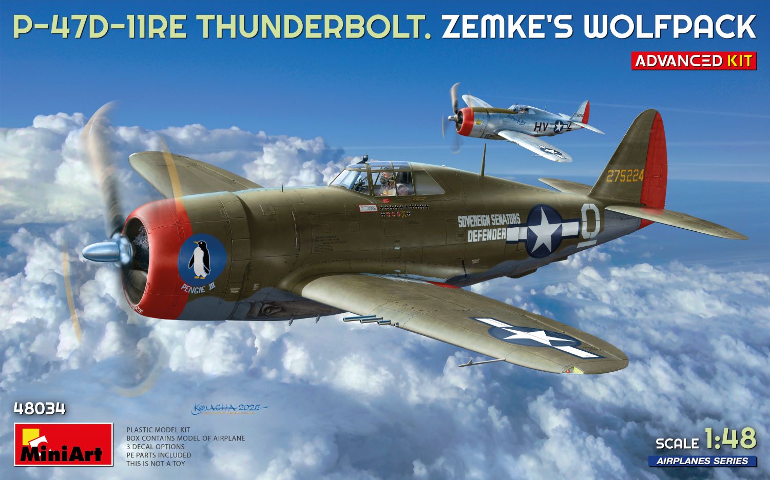 ミニアート 1/48 WW.II P-47D-11REサンダーボルト レザーバック ”ゼムケズ・ウルフパック” アドバンスドキット 【MA48034】 (プラモデル)
