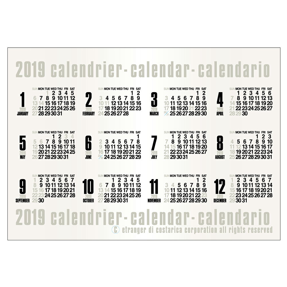 2019年 カレンダー A2 ポスタータイプ コンパクター