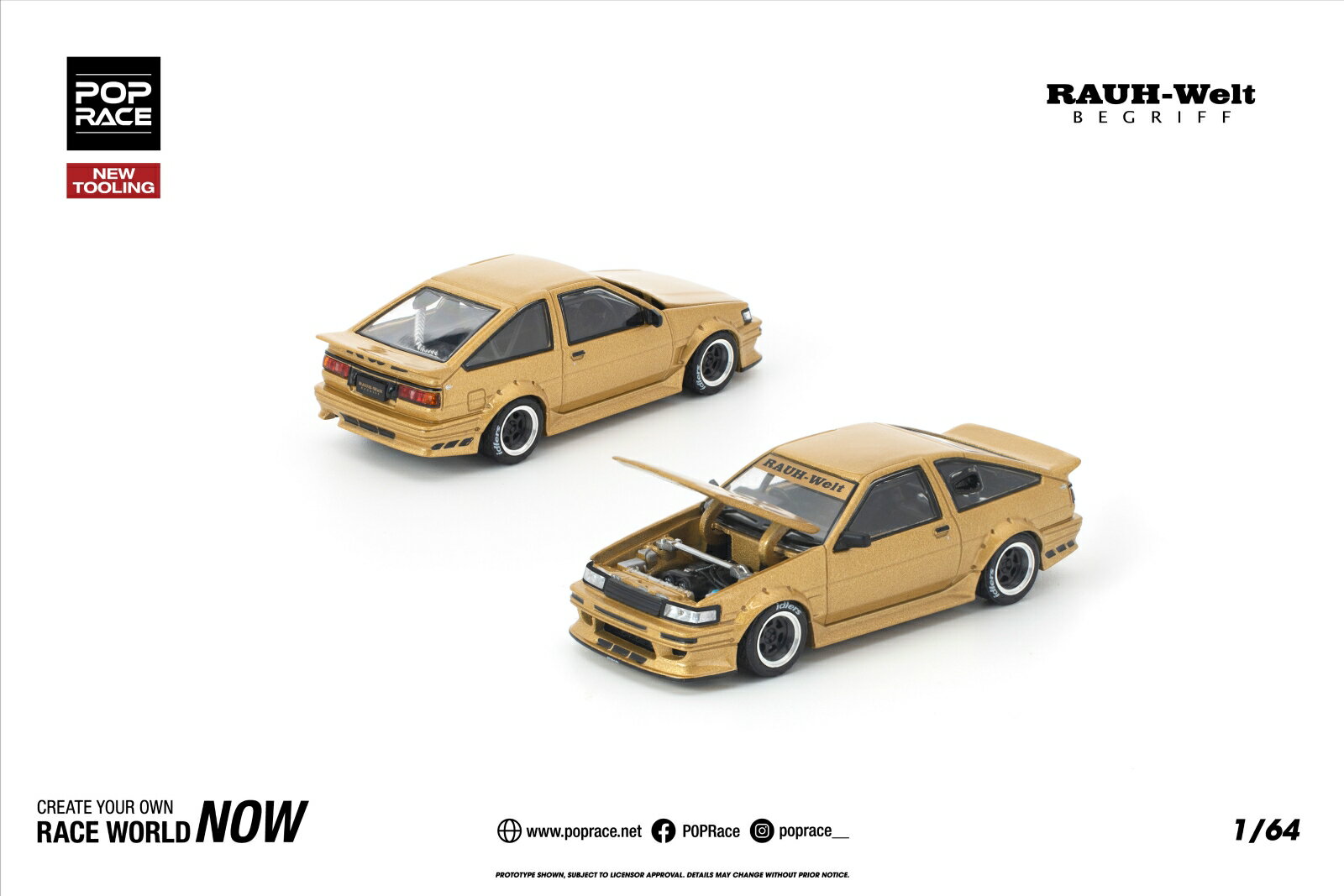 POP RACE 1/64 RWB AE86 ゴールド 【PR640411】 (ミニカー)