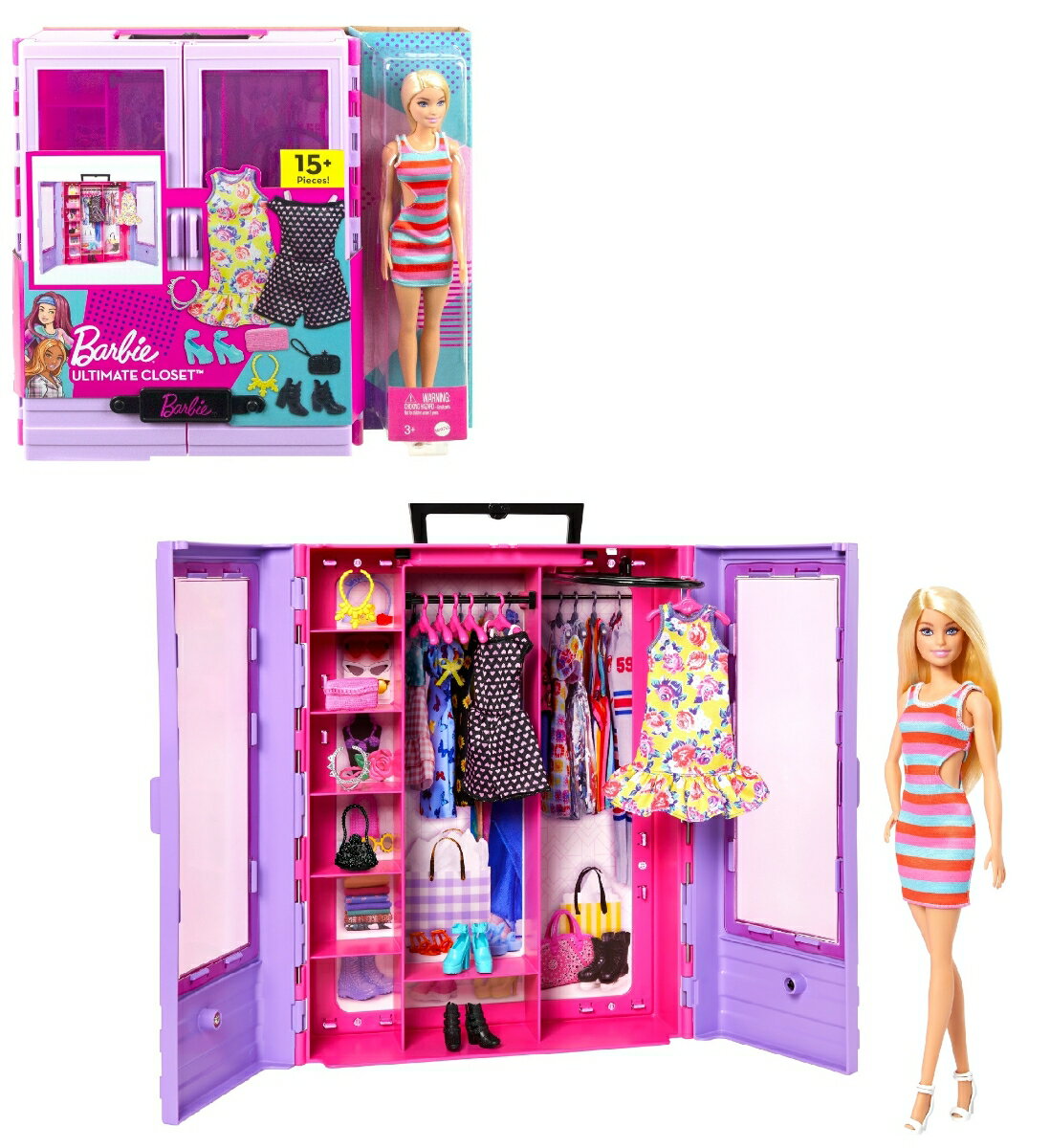 【特典】バービー（Barbie）バービーとパープルのクローゼット コーディネートいろいろ！ドール＆ファッションセット 【着せ替え人形】　【ドール＆アクセサリー】 【3才~】 HJL66(オリジナルスマホ用壁紙)