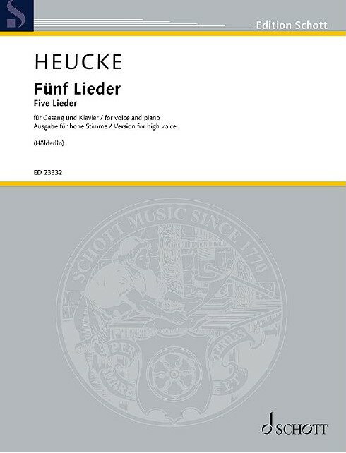 【輸入楽譜】ホイケ, Stefan: ヘルダーリンの詩による5つの歌曲 Op.99(高声用)(独語)