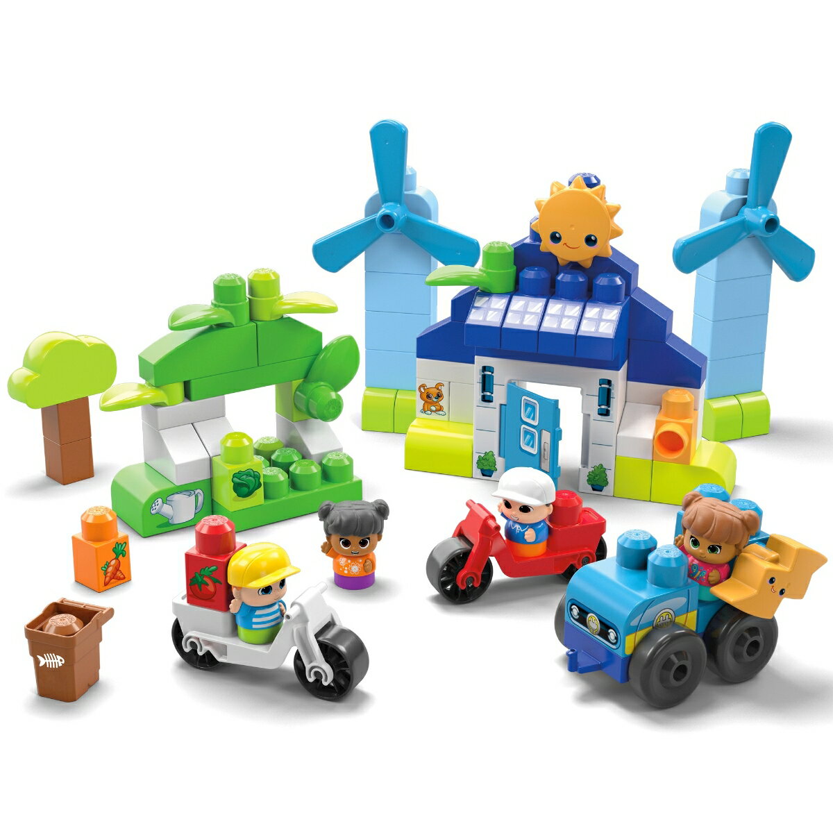 メガブロック（MEGA BLOKS） グリーンタウン 自然エネルギーとエコハウス　乗りものとおうちのセット【ブロック ピース数：88ピース】 【1才~】 HCG36