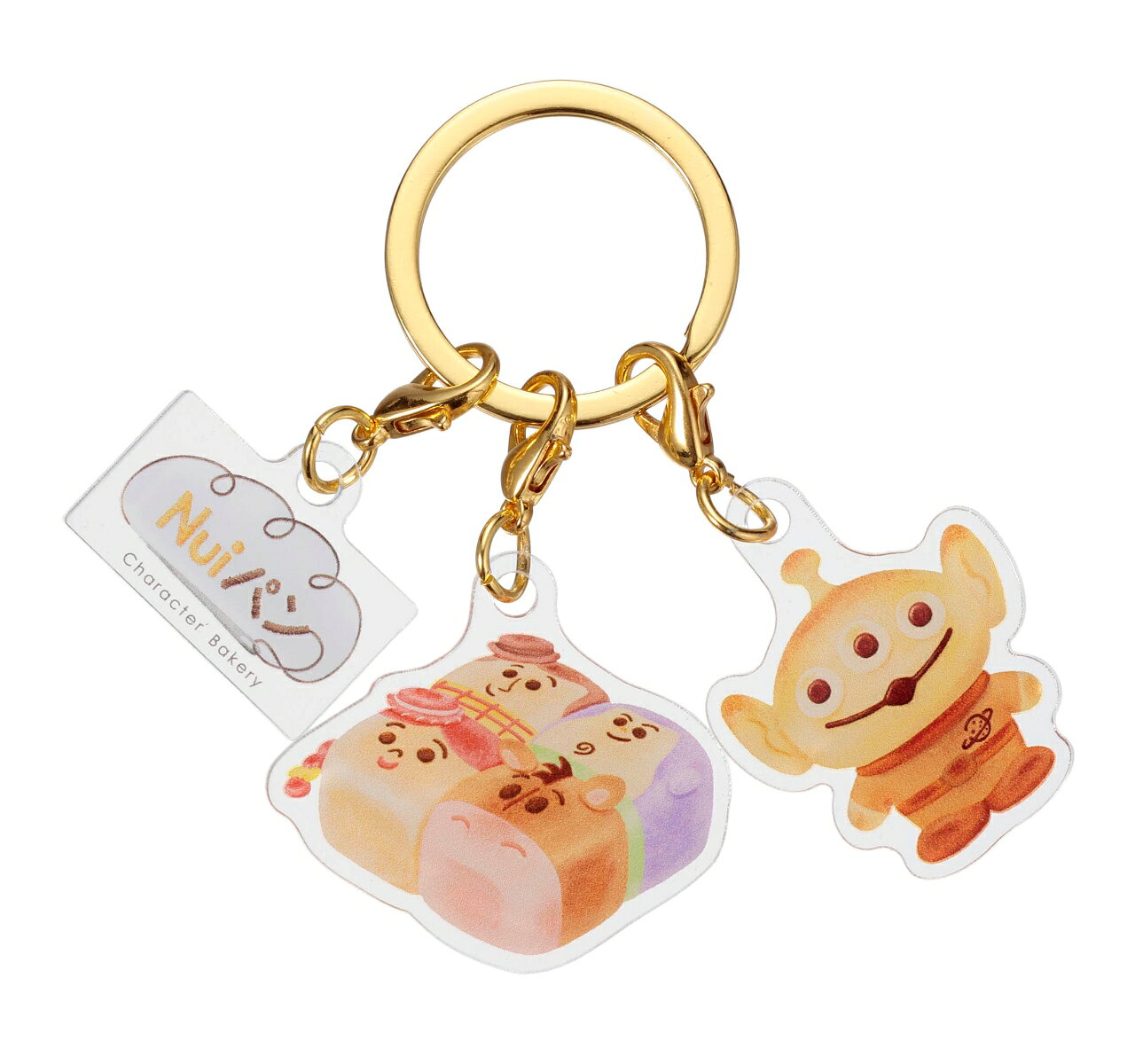 「こんなキャラクターのパンがあったらいいな」から生まれたシリーズ『Nuiパン』が3連アクリルキーホルダーになりました。カバンやポーチに着けると一気におしゃれな雰囲気に。ダイカット仕様で、存在感もバッチリです。商品サイズ:W85×H80×D3mm