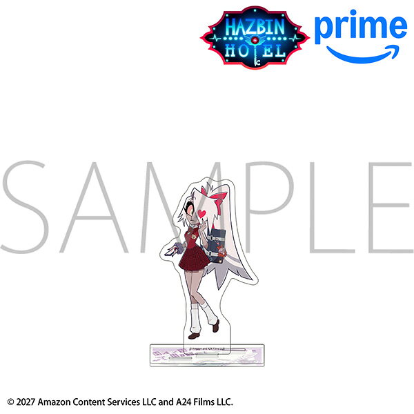 「ハズビン・ホテルへようこそ」より
描き下ろしイラストが楽しめるアクリルスタンドが登場！
台座に穴が3つあるので別売りの他キャラクターの
アクリルスタンドを立てることも可能です。
&copy;Hazbin Hotel 2027 Amazon Content Services LLC and A24 Films LLC.