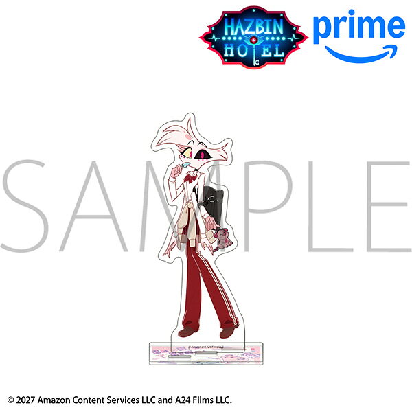 「ハズビン・ホテルへようこそ」より
描き下ろしイラストが楽しめるアクリルスタンドが登場！
台座に穴が3つあるので別売りの他キャラクターの
アクリルスタンドを立てることも可能です。
&copy;Hazbin Hotel 2027 Amazon Content Services LLC and A24 Films LLC.