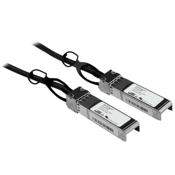 Cisco互換SFP+ダイレクトアタッチケーブル。Ciscoブランド互換のスイッチやルーターでの使用を前提に、設計・プログラミング・テストが行われた製品です。MSA業界規格に準拠しています。

このパッシブDAC銅線ケーブルは、SFP+（Mini-GBIC）ポートに接続する10ギガビットイーサネット用途に適しています。ホットスワップに対応し、ネットワークの中断を最小限に留めながら、シームレスなアップグレードと交換が可能です。

消費電力と遅延が少ない高速性能を提供するよう設計されたSFP+ケーブルは、光ファイバケーブルに代わる費用対効果の高いソリューションです。ラック内の2点接続やネットワークスイッチ／サーバ接続等、短距離での使用を想定しています。

＜StarTech.comがお届けするSFPケーブル＞
StarTech.com製のSFPおよびSFP+ Twinax ケーブルには、すべてライフタイム保証と無期限無料技術サポート（多言語に対応）が付いています。StarTech.comでは、安定したネットワーク性能の実現に必要な信頼性と利便性を備えたSFPモジュールとSFPダイレクトアタッチケーブル各種を幅広く提供しています。