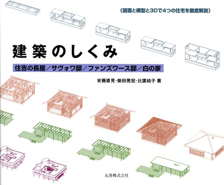 本書は、図面と模型と３ＤＣＧ（３次元コンピュータ・グラフィックス）を駆使して、２０世紀を代表する建築である４つの住宅、「住吉の長屋」「サヴォワ邸」「ファンズワース邸」「白の家」の建築のしくみを徹底解説。４つの住宅は、さまざまな構造形式によって生み出された美しい空間・形態をもっている。