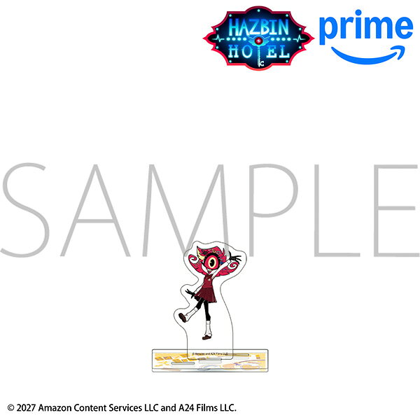 「ハズビン・ホテルへようこそ」より
描き下ろしイラストが楽しめるアクリルスタンドが登場！
台座に穴が3つあるので別売りの他キャラクターの
アクリルスタンドを立てることも可能です。
&copy;Hazbin Hotel 2027 Amazon Content Services LLC and A24 Films LLC.