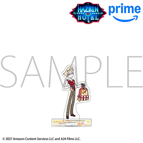 「ハズビン・ホテルへようこそ」より
描き下ろしイラストが楽しめるアクリルスタンドが登場！
台座に穴が3つあるので別売りの他キャラクターの
アクリルスタンドを立てることも可能です。
&copy;Hazbin Hotel 2027 Amazon Content Services LLC and A24 Films LLC.