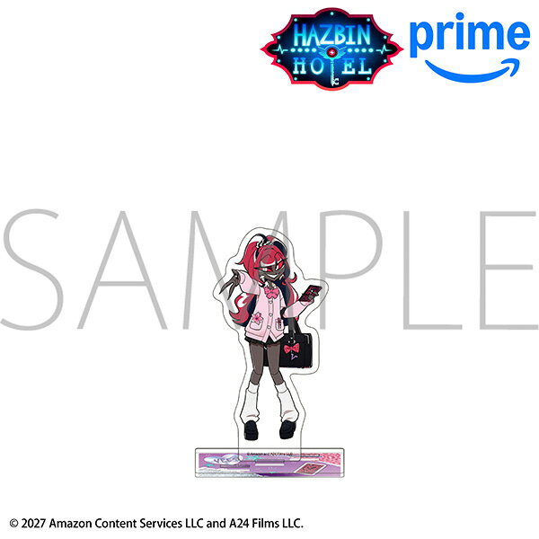 「ハズビン・ホテルへようこそ」より
描き下ろしイラストが楽しめるアクリルスタンドが登場！
台座に穴が3つあるので別売りの他キャラクターの
アクリルスタンドを立てることも可能です。
&copy;Hazbin Hotel 2027 Amazon Content Services LLC and A24 Films LLC.