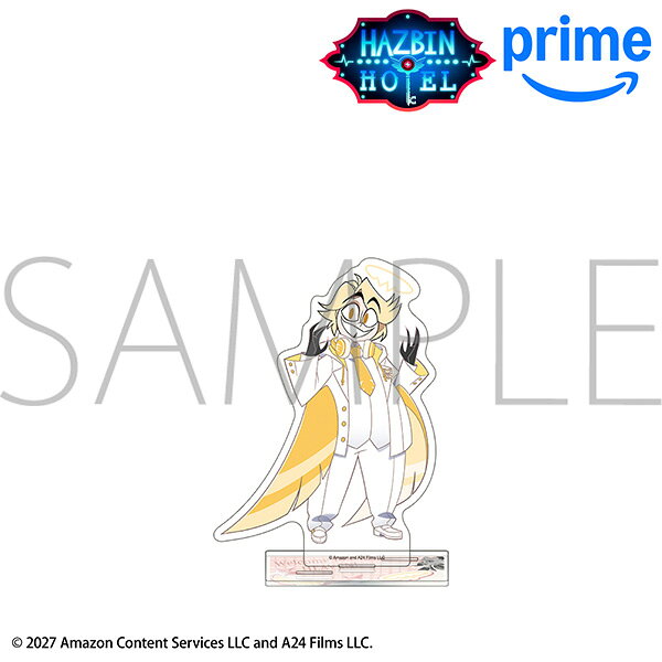 「ハズビン・ホテルへようこそ」より
描き下ろしイラストが楽しめるアクリルスタンドが登場！
台座に穴が3つあるので別売りの他キャラクターの
アクリルスタンドを立てることも可能です。
&copy;Hazbin Hotel 2027 Amazon Content Services LLC and A24 Films LLC.