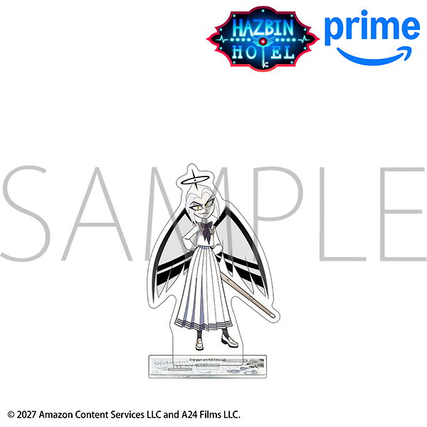 「ハズビン・ホテルへようこそ」より
描き下ろしイラストが楽しめるアクリルスタンドが登場！
台座に穴が3つあるので別売りの他キャラクターの
アクリルスタンドを立てることも可能です。
&copy;Hazbin Hotel 2027 Amazon Content Services LLC and A24 Films LLC.