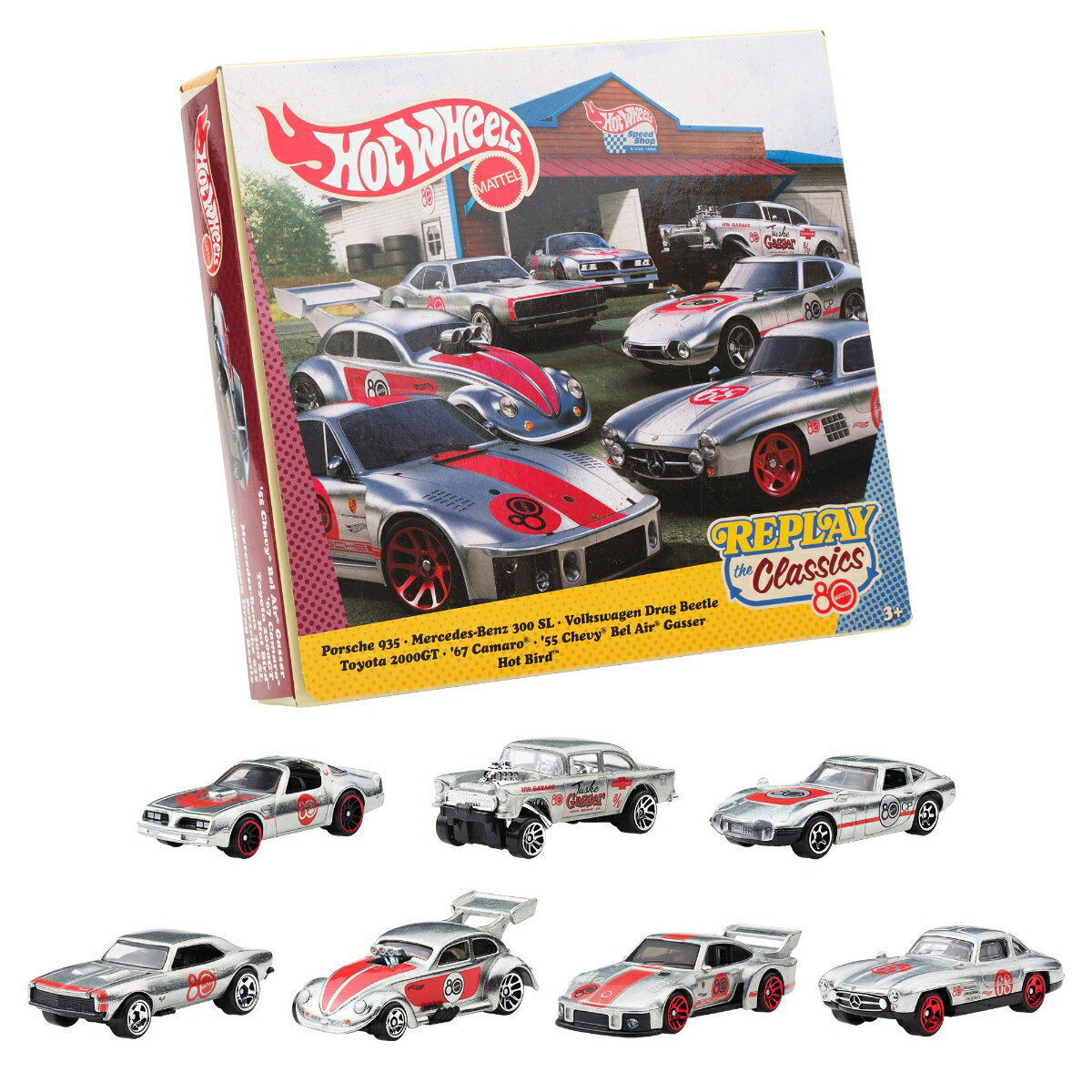 ホットウィール(Hot Wheels) マテル80周年 7パック 乗り物おもちゃ ミニカー 7台入り 3歳から メタル JHF01