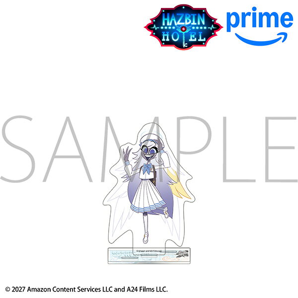 「ハズビン・ホテルへようこそ」より
描き下ろしイラストが楽しめるアクリルスタンドが登場！
台座に穴が3つあるので別売りの他キャラクターの
アクリルスタンドを立てることも可能です。
&copy;Hazbin Hotel 2027 Amazon Content Services LLC and A24 Films LLC.