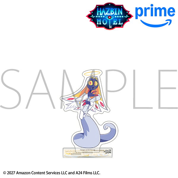 「ハズビン・ホテルへようこそ」より
描き下ろしイラストが楽しめるアクリルスタンドが登場！
台座に穴が3つあるので別売りの他キャラクターの
アクリルスタンドを立てることも可能です。
&copy;Hazbin Hotel 2027 Amazon Content Services LLC and A24 Films LLC.