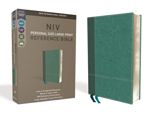 NIV, Personal Size Reference Bible, Large Print, Imitation Leather, Blue, Red Letter Edition, Comfor NIV PERSONAL SIZE REF BIBLE LP 