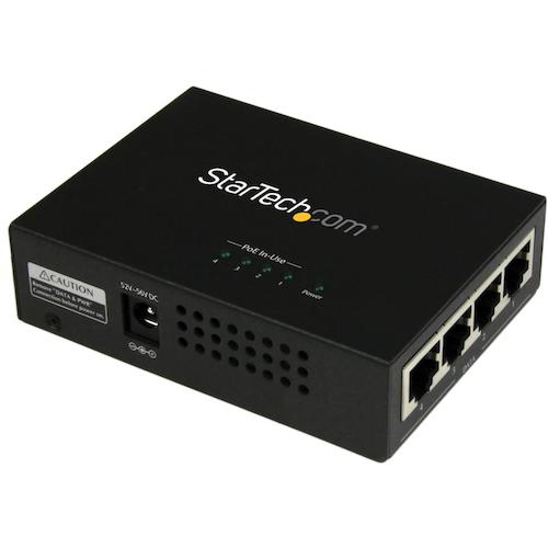 4ポートギガビット対応PoEインジェクタ(ミッドスパン) IEEE 802.3at/af準拠PoE給電アダプタ