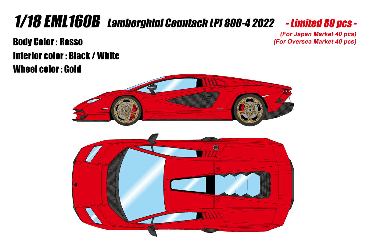 EIDOLON 1/18 EML160 Lamborghini Countach LPI 800-4 2022 ロッソ 【EML160B】 (ミニカー)