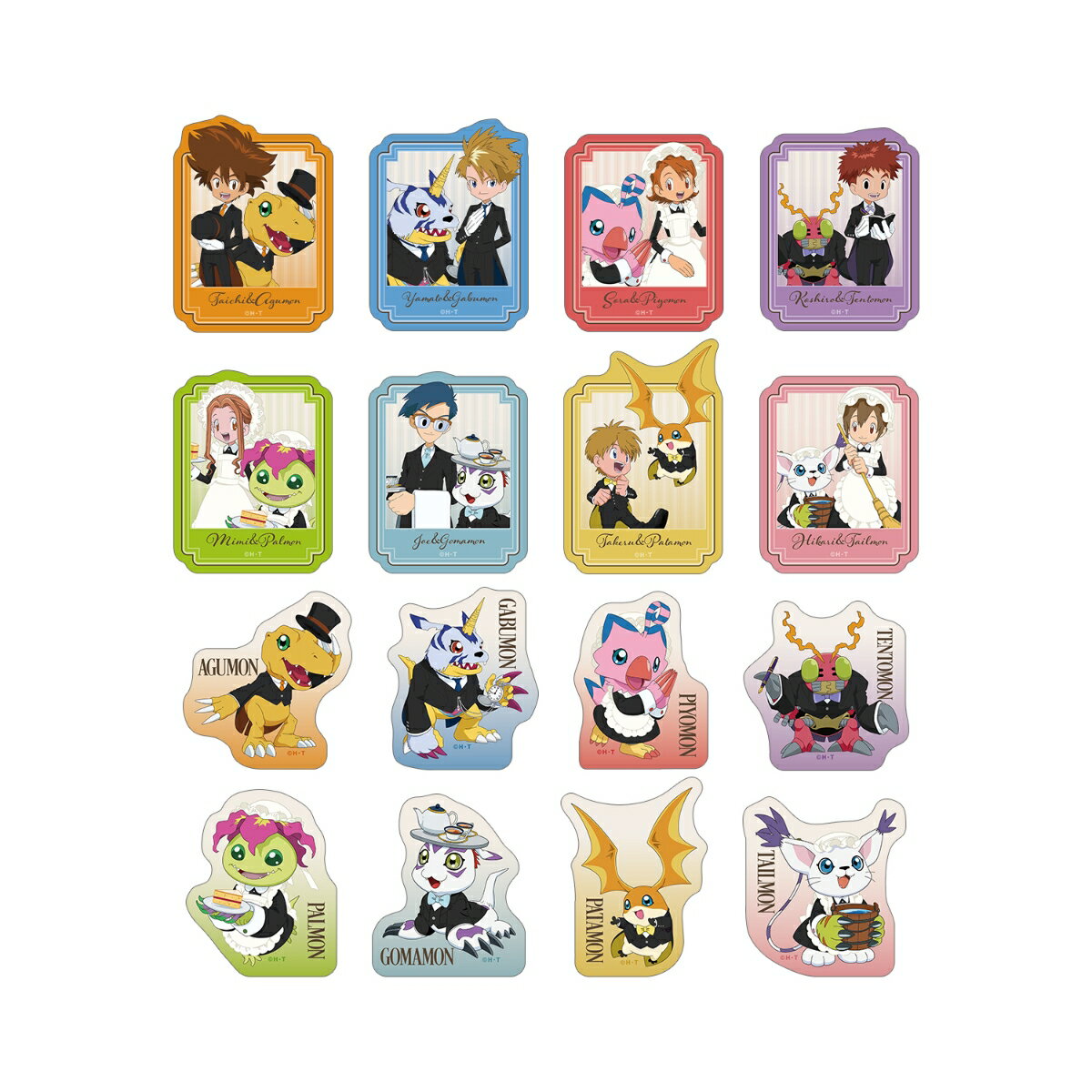 デジモンアドベンチャー描き下ろし メイド&執事ver. トレーディングダイカットステッカー(BOX＝16個)