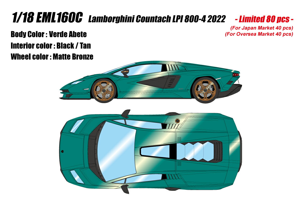 EIDOLON 1/18 EML160 Lamborghini Countach LPI 800-4 2022 ヴェルデアベーテ 【EML160C】 (ミニカー)