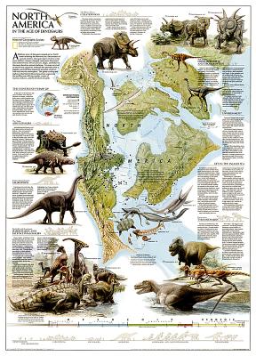 National Geographic Dinosaurs of North America Wall Map (22.25 X 30.5 In) MAP-NATL GEOGRAPHIC DINOSAURS （National Geographic Reference Map） National Geographic Maps