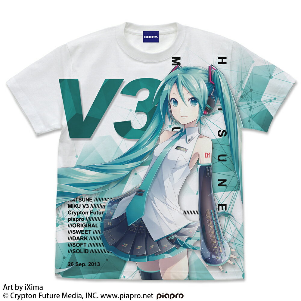初音ミク V3 フルグラフィックTシャツ Ver.3.0/WHITE-S