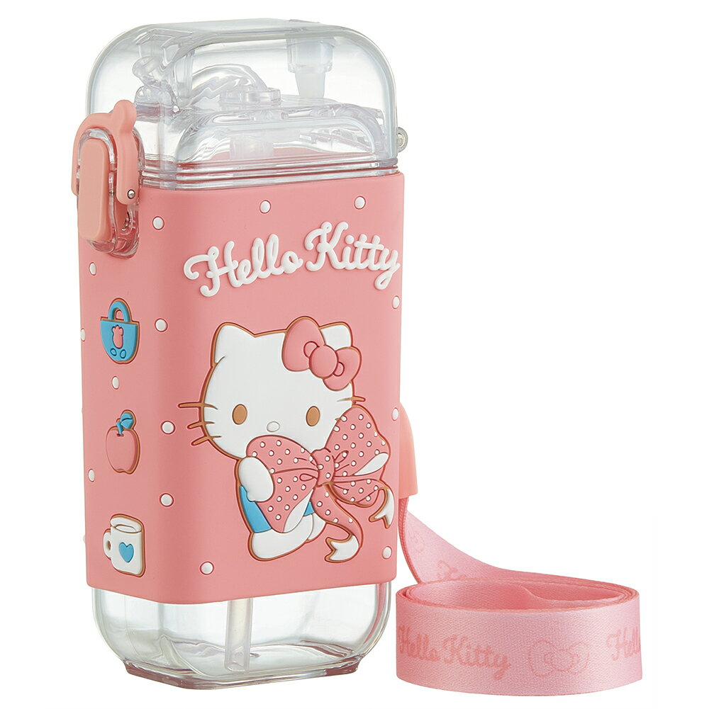 サンリオ ハローキティ ビックリボン 水筒 子供 スクエア型 キャラクター ストロー ボトル 260ml