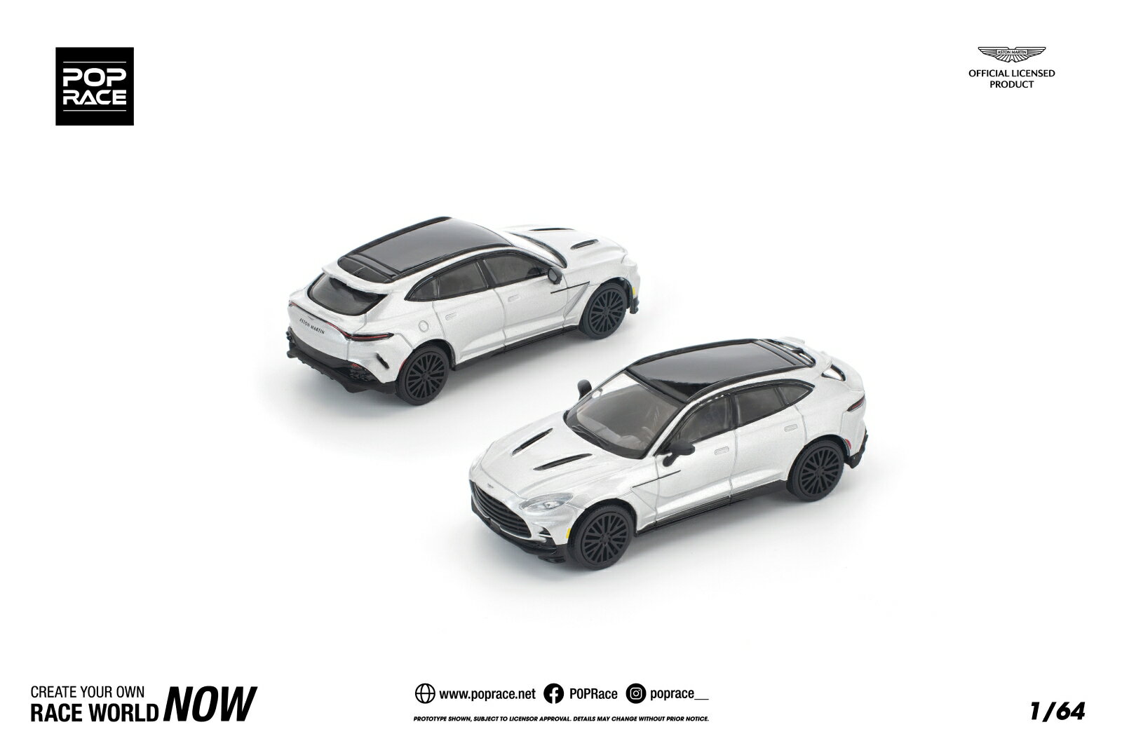 POP RACE 1/64 アストンマーティン DBX 707 シルバー 【PR640367】 (ミニカー)