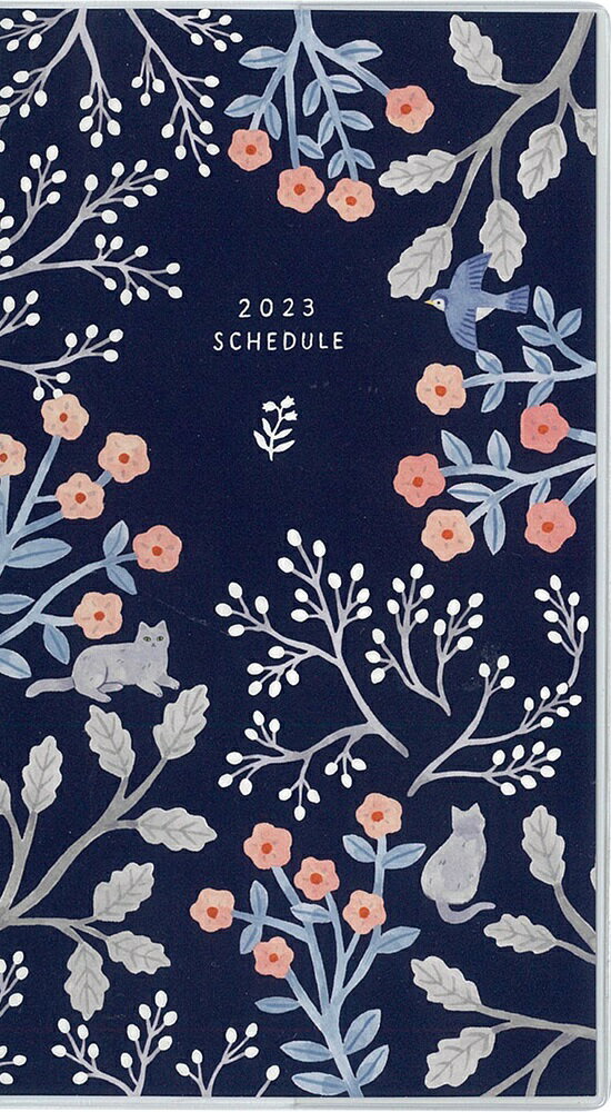 シンプル手帳 亀井英里 花インディゴ 2023年1月始まり