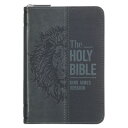KJV Bible Mini Pocket Faux Leather, Black/Gray W/Zipper KJV BIBLE MINI PCKT FAUX...