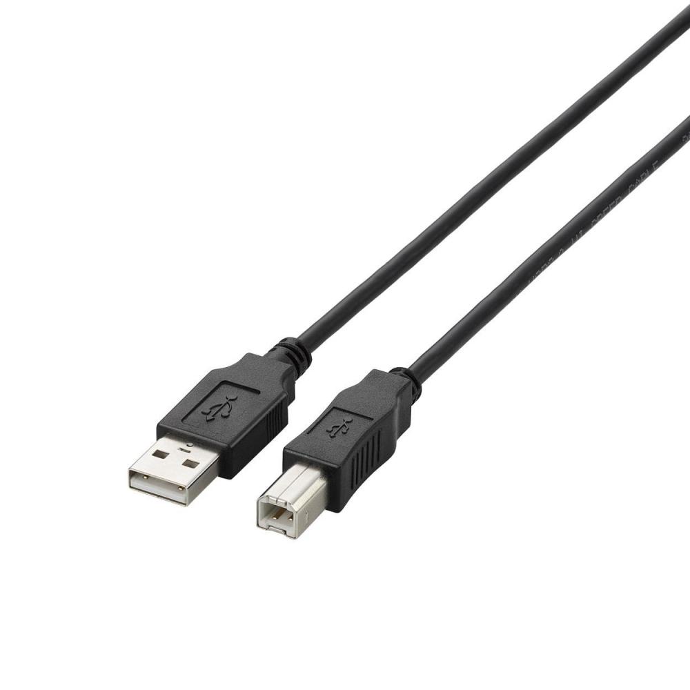 USB[A]のインターフェイスを持つパソコンやUSBハブに、USB[B]のインターフェイスを持つプリンタや外付けハードディスクドライブなどの周辺機器を接続できる、USB2.0ケーブルです。