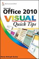 Would you like to discover what's new in Office 2010, work more efficiently, and take your Word, Excel, PowerPoint, Access, Outlook, and Publisher skills to new levels? Then this "Visual Quick Tips" book is for you. This book will increase your productivity by providing you with shortcuts, tricks, and tips to help you work smarter and faster.Straightforward task descriptionsSuccinct explanationsFull-color screen shotsNumbered stepsLearn to: Customize the Quick Access toolbarAutomate Office tasks with macrosAdd pizzazz with Office graphics