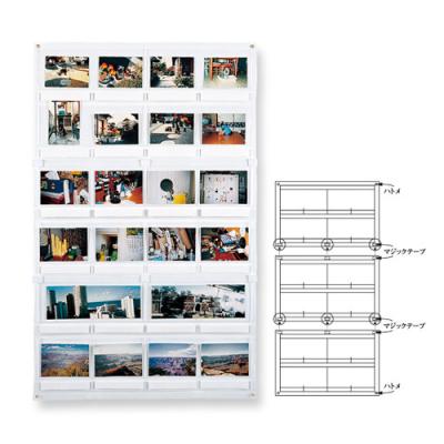 ＊（6002-2001）ポリオレフィン製 写真展示ホルダー3枚入 品番：SH-5 合計24ポケット マジックテープ連結式 写真 思い出 名札・メモ入れ付 収納 展示