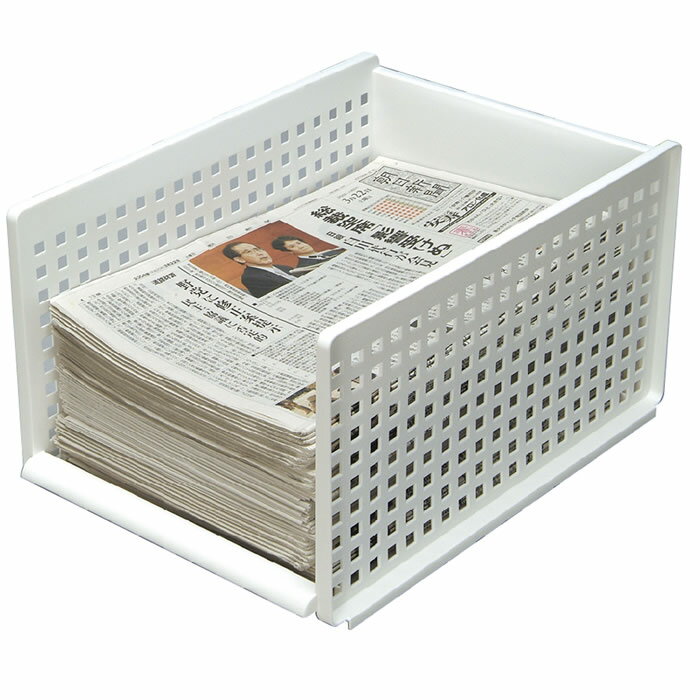 （6006-0015）新聞収納ボックス 白 入数：1個 新聞ストッカー マガジン収納 新聞入れ 新聞ケース 保管 保存 整理 片づけ