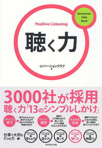 著者イノベーションクラブ(著)出版社ダイヤモンド社発売日2009年10月ISBN9784478009444ページ数255Pキーワードビジネス書 きくちからさんぜんしやがさいようきくちから キクチカラサンゼンシヤガサイヨウキクチカラ と−まつ／いのべ−しよん／かぶ ト−マツ／イノベ−シヨン／カブ9784478009444内容紹介3000社が採用。「聴く力」を身につける13のシンプルしかけ。※本データはこの商品が発売された時点の情報です。目次第1章 「聴く」とは/第2章 心を開いてもらう聴き方/第3章 心で聴くハート・リスニング/第4章 体で聴くボディ・リスニング/第5章 リターン・リスニング/第6章 クエスチョン・リスニング